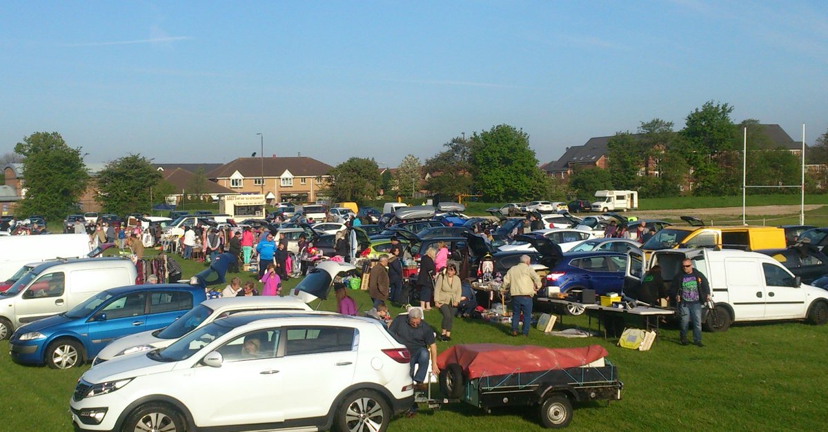 Cars and stalls at the Long Eaton Car boot sale on West Park